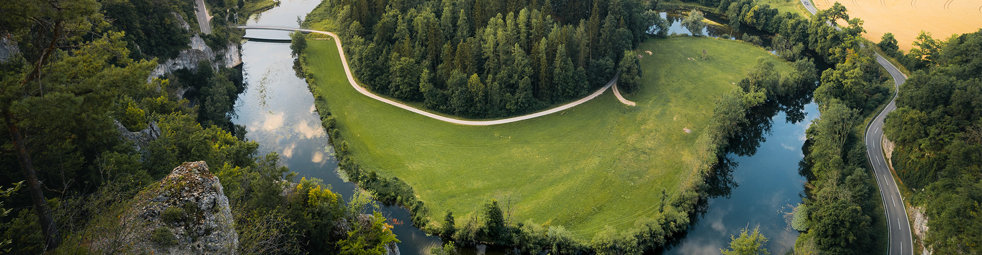 Blick von oben auf den Donaufelsengarten in Sigmaringen.